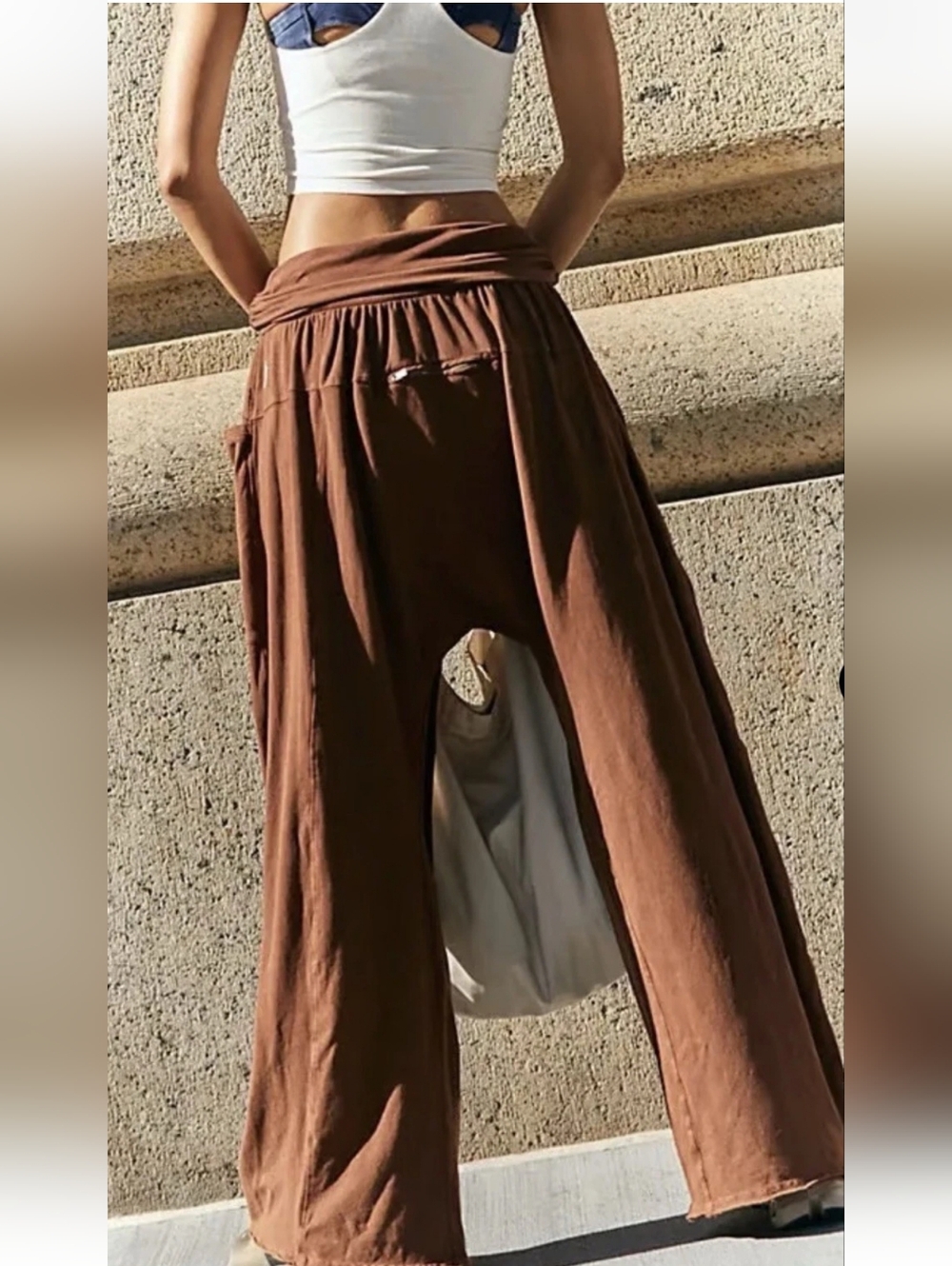 FP Movement by Free People Brown Wide-Leg Drawstring Pants Sz Xs - Picture 3 of 14